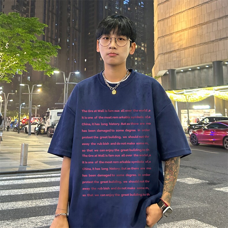 量大优 供视频 重磅麂皮绒短袖t恤男 JT526-特p19图片