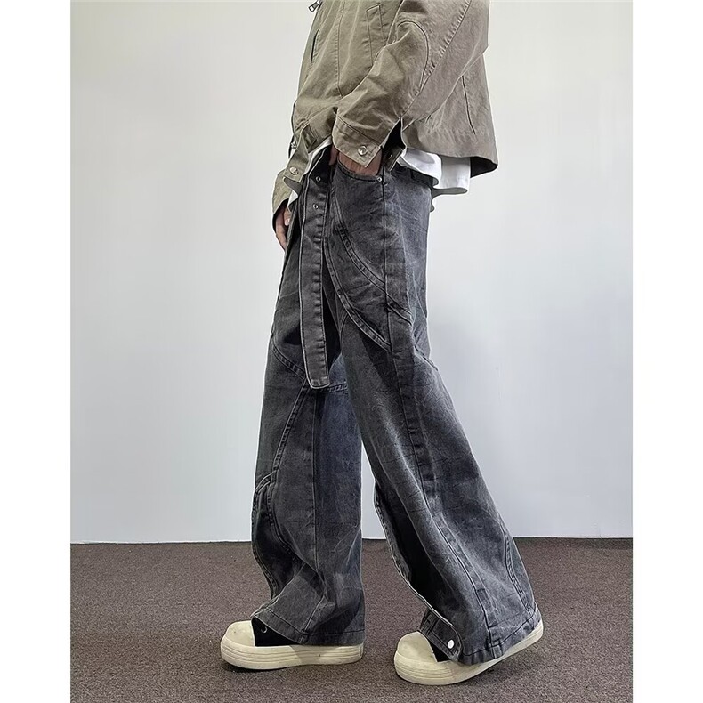 高街牛仔裤男女韩版潮流拼接帅气百搭2024冬季ins长裤RK2320-P68,男装牛仔裤,星座412-3