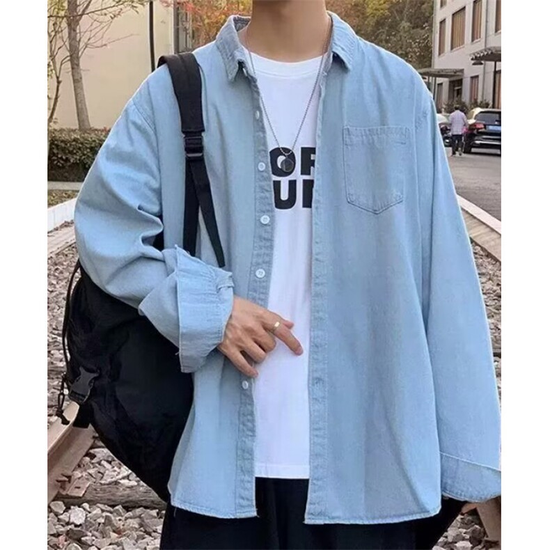 [006]牛仔衬衫男宽松休闲工装衬衣外套多口袋上衣A079-Y006-P39,男装衬衫,电商A079
