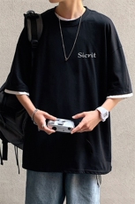 JT55098-P25假两件短袖t恤男大码胖子半袖体恤半截袖港风，男装T恤，电商A040