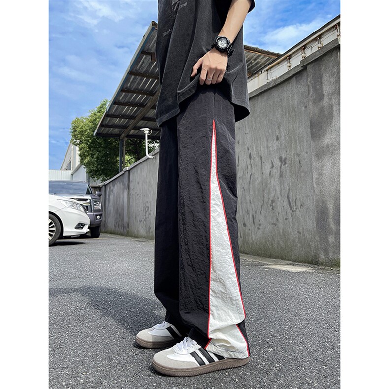 美式高街hiphop速干拼接运动微喇休闲裤货号K2315P45,男装休闲裤,电商A063
