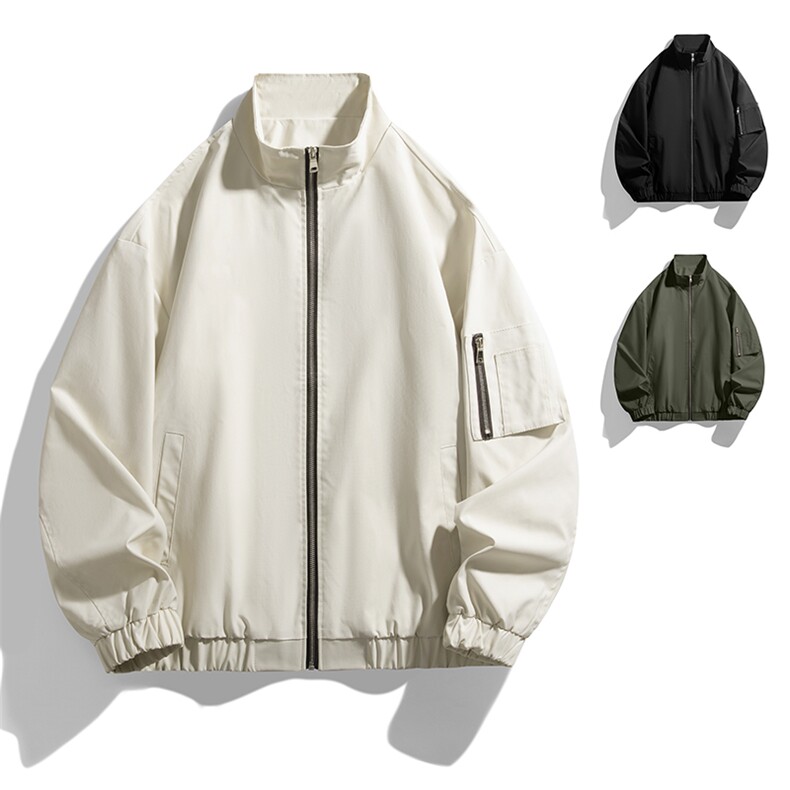 光板二开男士立领夹克工装飞行外套潮流上衣薄款A266-JK8017-P33，男装夹克，电商A266