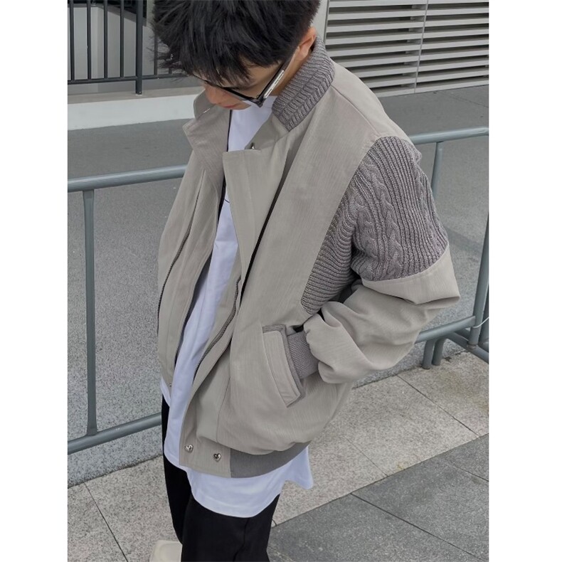 高街vibe美式外套男短款垫肩春秋季飞行员夹克拼接欧美街头棒球服,男装夹克,星座1210-1