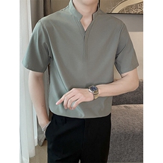 男士短袖t恤男款立领polo衫夏季美式日系冰丝抗皱半袖衣服P06，男装T恤，星座1116A-2（原606A-1）