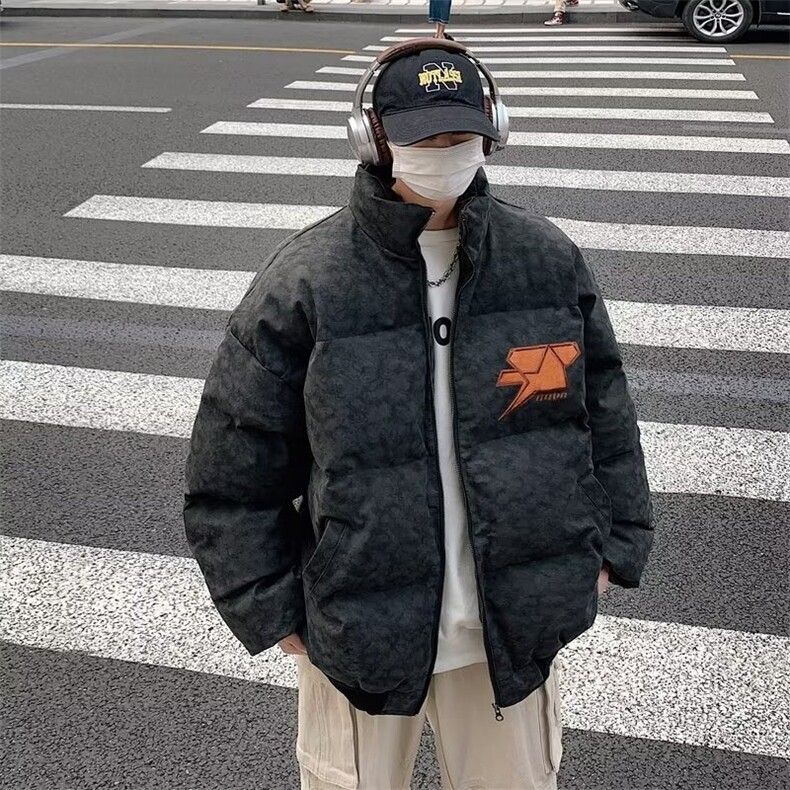 美式街头字母刺绣棉服秋冬男女加厚嘻哈面包服外套ins潮设计JKG94图片
