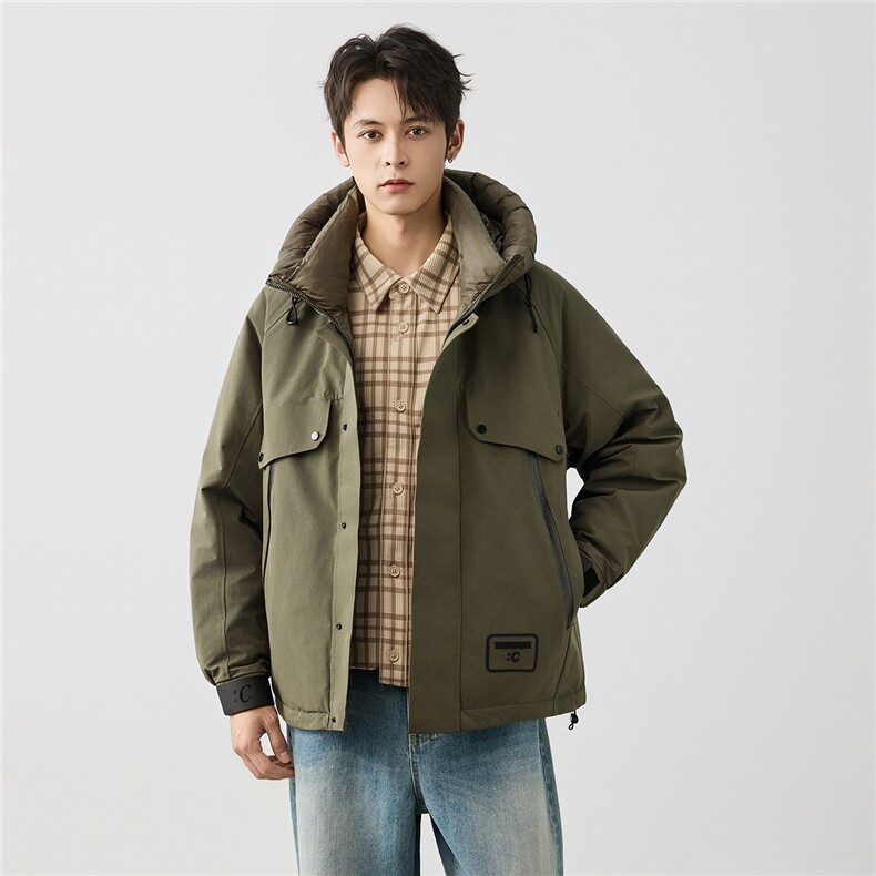 秋冬新款羽绒服男士潮牌户外复古保暖宽松连帽沖锋外套男W5928,男装羽绒服,电商D215