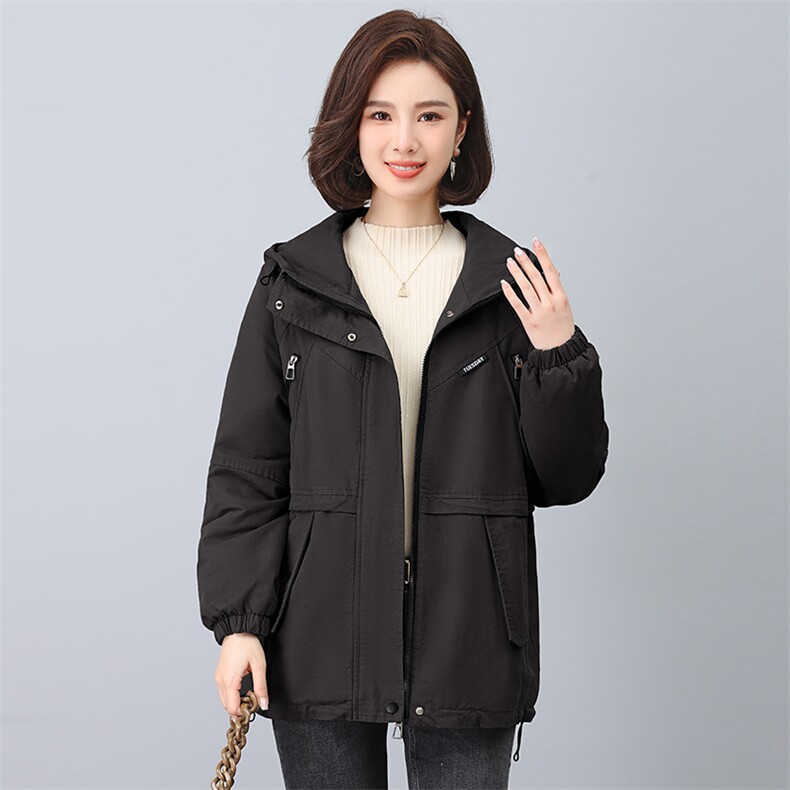 2023年冬季时尚潮流中长款休闲加绒加厚派克服,女装派克服,独衣靓