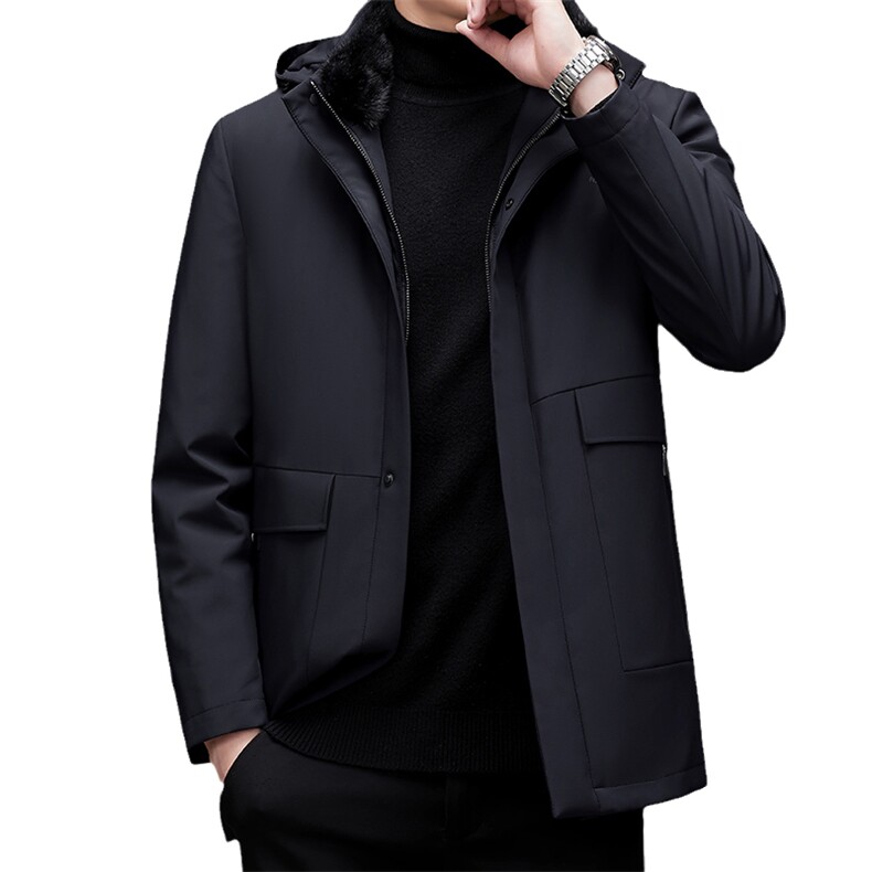 羽绒服冬装新款男装连帽冬季宽松保暖水貂毛领外套MSNA6659-P405,男装羽绒服,电商B212（原钱塘6029）