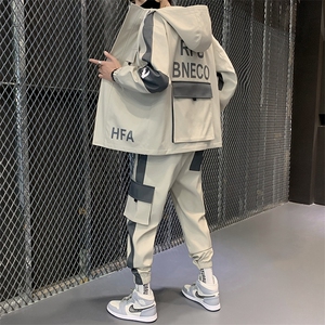 现货秋季男士套装休闲运动服帅气搭配一套工装夹克外套 D05图片