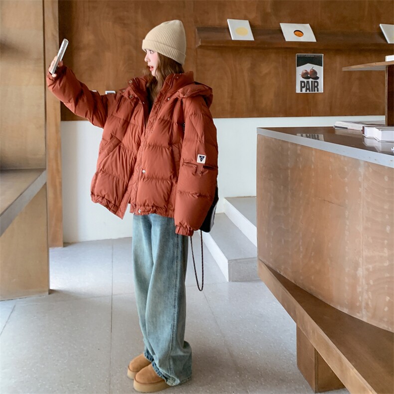 橘色轻薄短款羽绒服外套女冬季2025新款小个子流行爆款超火冲锋衣,女装羽绒服,2C273