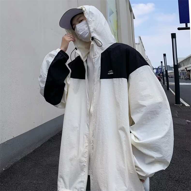 复古夏季工装拼接男户外冲锋衣情侣夹克外套连帽防晒衣F077-P42,男装夹克,星座308B-1