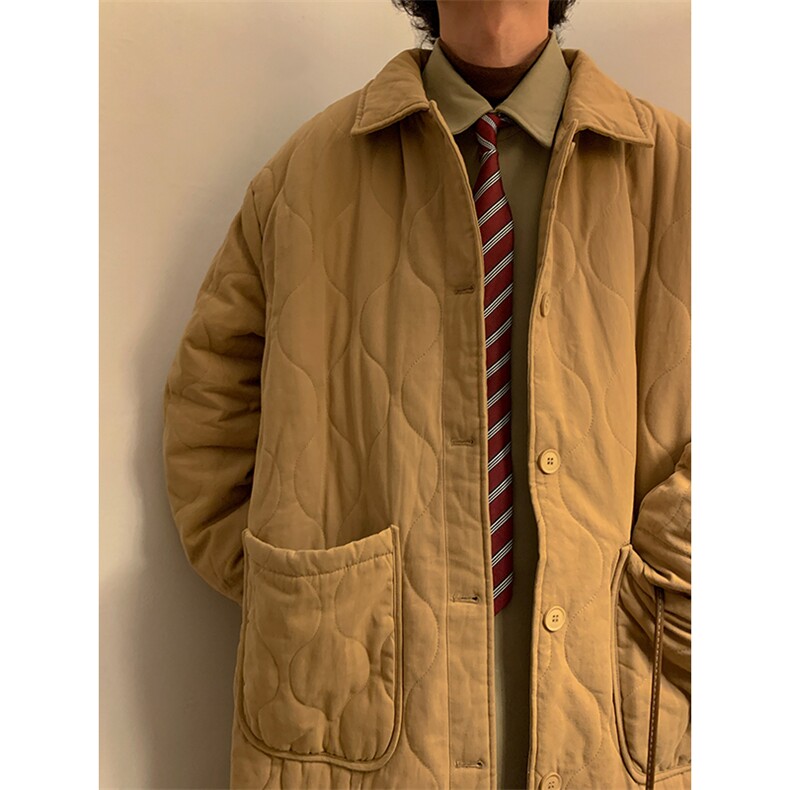 MY664-P168 高品质冬季纯棉中长款棉衣男水洗棉棉服宽松大码男装图片