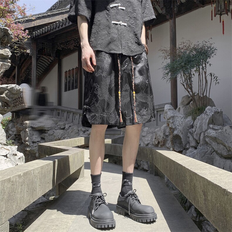 ！2025夏季新款男士龙纹风短裤冰丝五分裤DK272特P33,男装休闲裤,电商B220