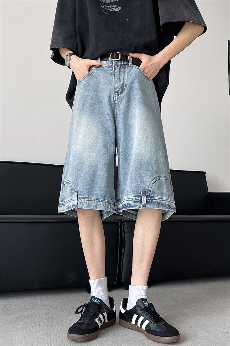8XL-M特大码牛仔裤短裤男美式倒装五分裤子宽松直筒DK1527P45,男装牛仔裤,电商D206-1