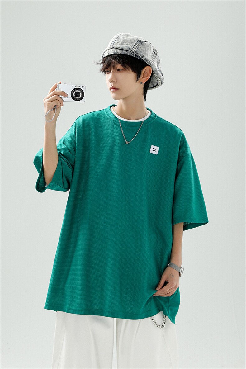 8XL-M重磅！特大码T潮牌上衣男中性华夫格短袖T恤DX304P25控39,男装T恤,电商D206-1