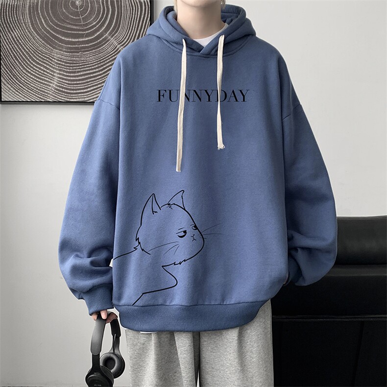 WY2149-P35加绒款-P40纯棉连帽卫衣男大码运动帽衫宽松薄外套男,男装卫衣,电商A040