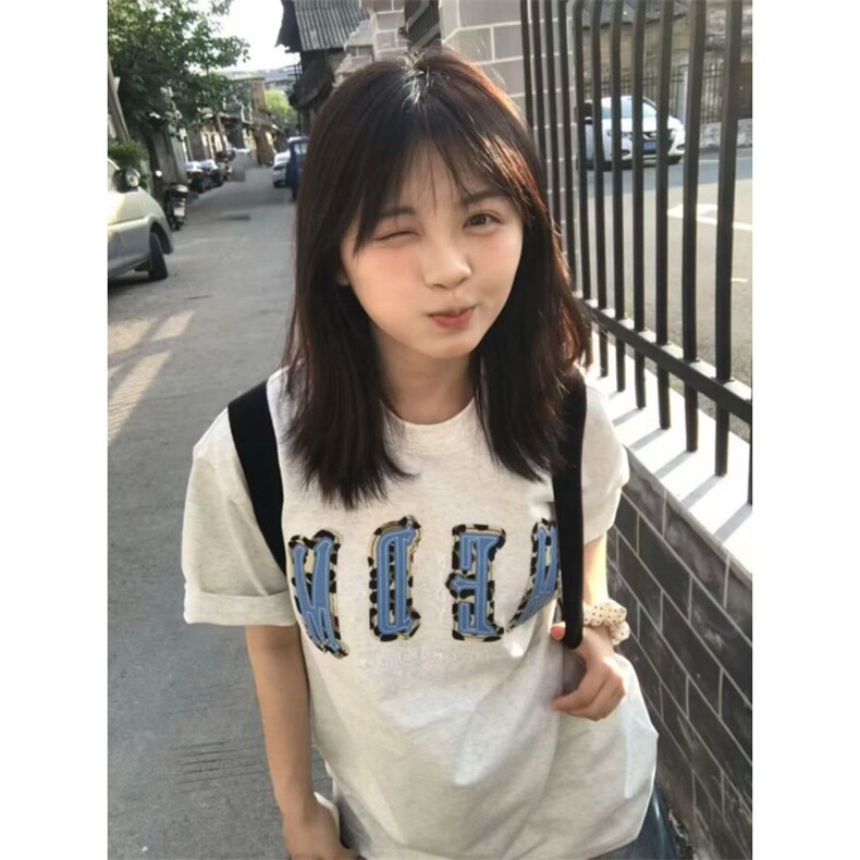 H0873-P35推荐前后贴布刺绣休闲百搭短袖T恤,女装T恤,星座617A-2