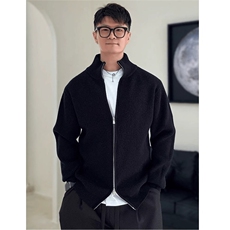 美式立领双拉链针织衫男2025秋冬季纯色保暖开衫休闲百搭毛衣，男装针织衫/毛衣，星座506A