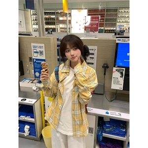TC555-P45格子衬衫叠穿防晒上衣宽松显瘦衬衣图片