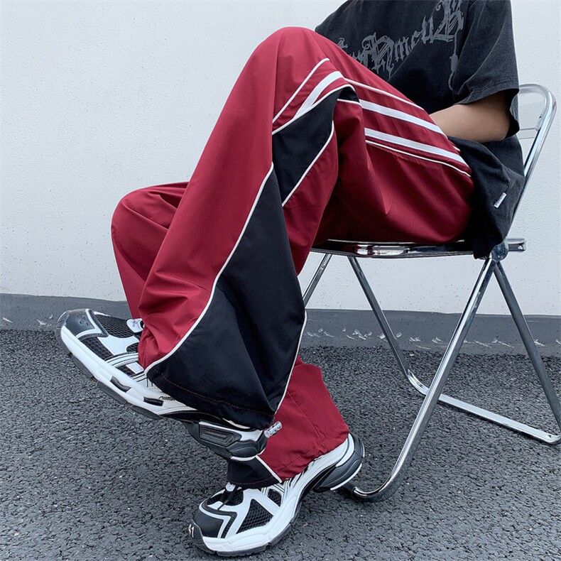 休闲裤男韩版潮流高街帅气拼色2024夏季新款ins束脚裤K4106-P40图片