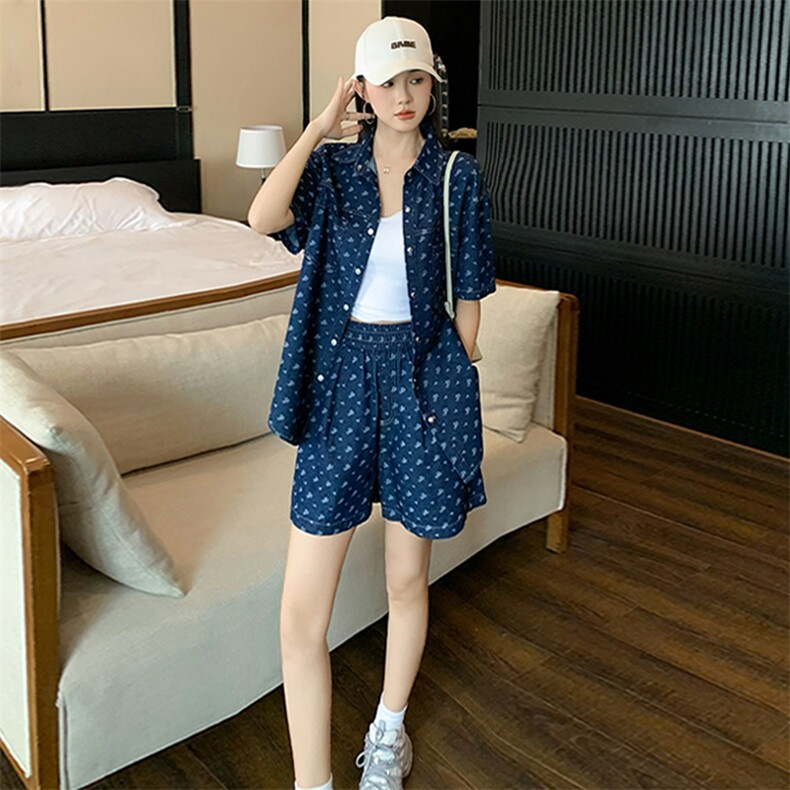 韩版时尚潮流高级感短裤休闲套装新款洋气网红减龄女夏季两件套潮,女装套装/套裙,江南