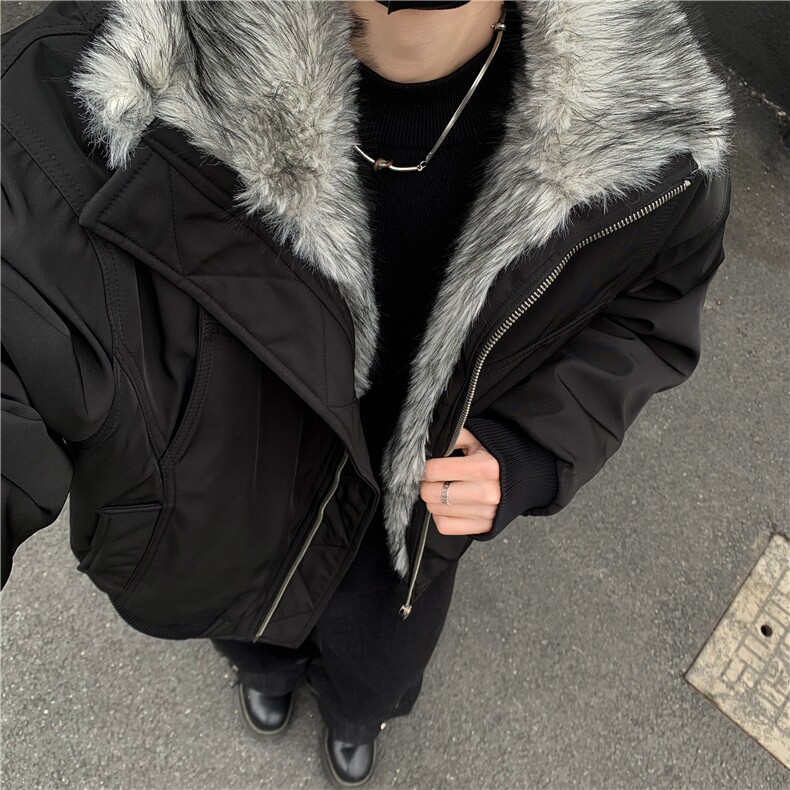 美式复古毛领座山雕夹克棉服男款冬短款毛绒外套加厚棉衣冬季p105,男装夹克,电商C307