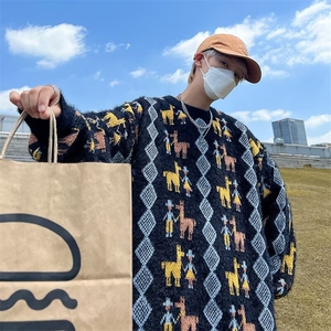 针织衫男女韩版潮流提花帅气百搭2025冬季ins新款毛衣MZ738-P53图片