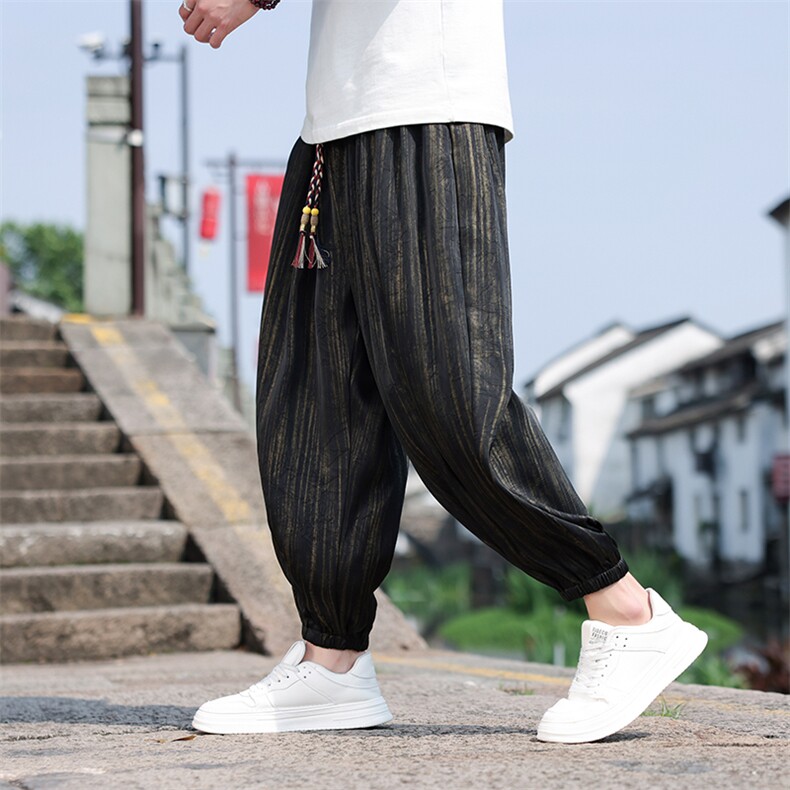2025夏季风定制花灯笼裤男士大码宽松冰丝休闲裤815-811P75,男装休闲裤,星座815（原A203）