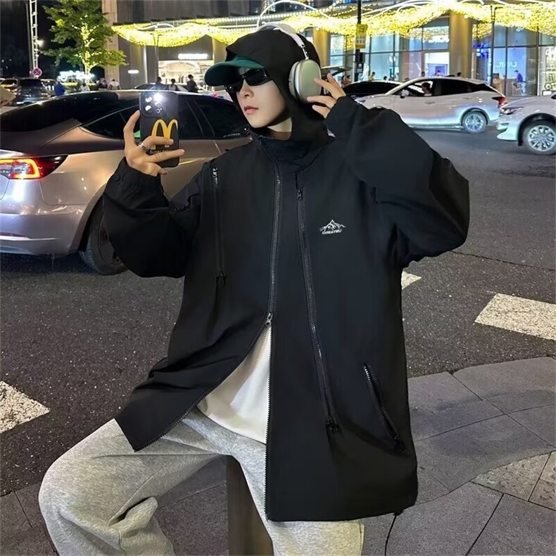 外套男款秋季2024新款美式潮牌春秋工装连帽夹克登山服W129/P65,男装夹克,星座506