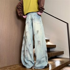 XZ616春季美式做旧印花缉明线打褶休闲牛仔裤K26009特P45控88，男装牛仔裤，星座512A（原616）