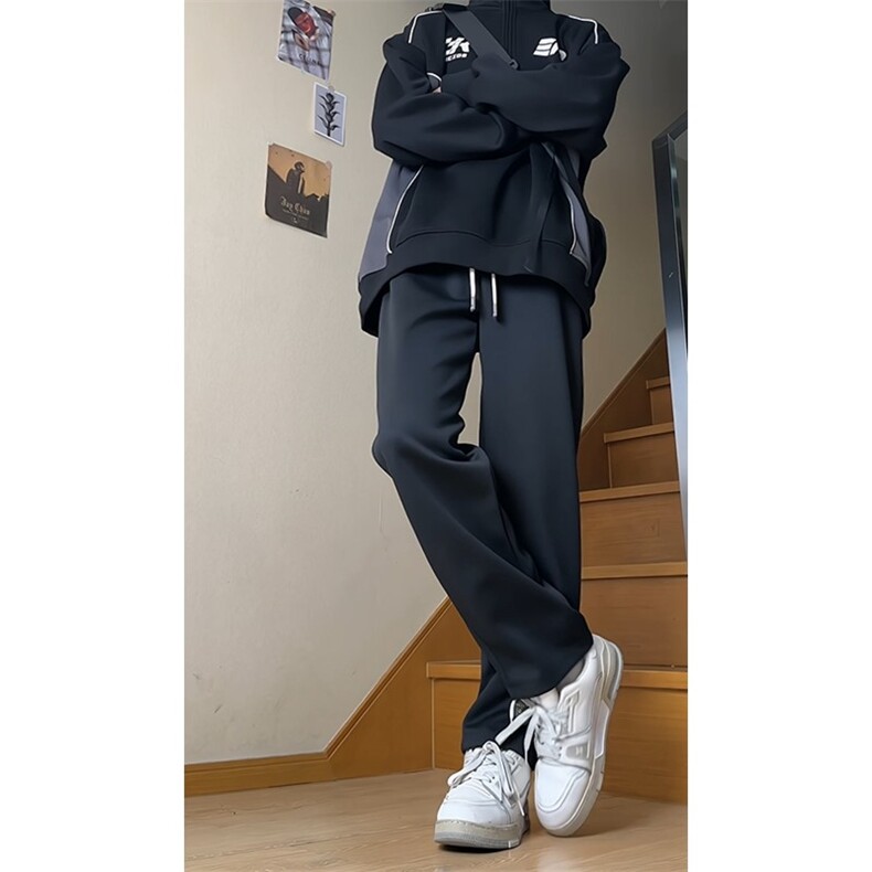 现货）重磅字母刺绣弯刀卫裤直筒纯色休闲长裤KK171-P55,男装休闲裤,星座1213