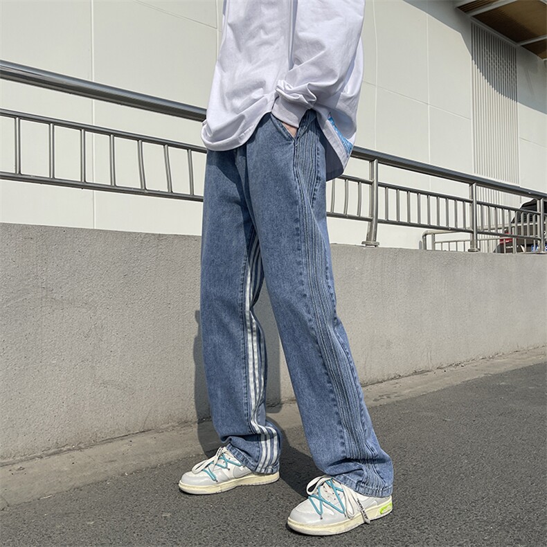 三条杠高街 牛仔裤直筒拖地裤B342-NK1004-P55控68图片
