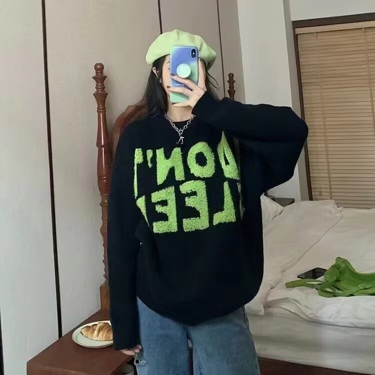 美式男女圆领针织衫百搭气质宽松情侣装毛衣秋冬外套MMY09P47,男装针织衫/毛衣,星座1013-5