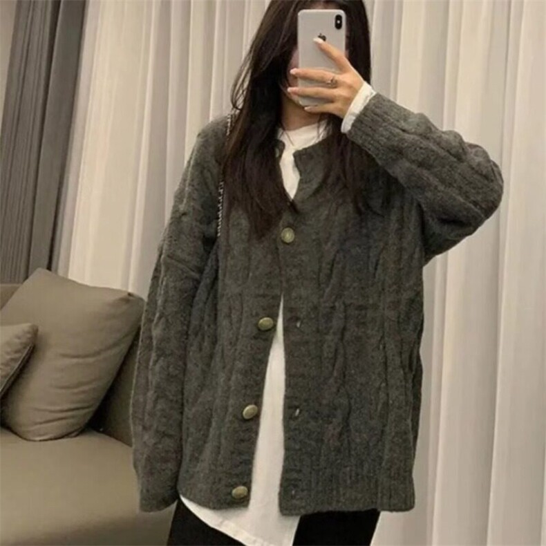 小个子慵懒风毛衣外套女秋冬季2024新针织开衫长袖上衣高级感,男装针织衫/毛衣,星座506A