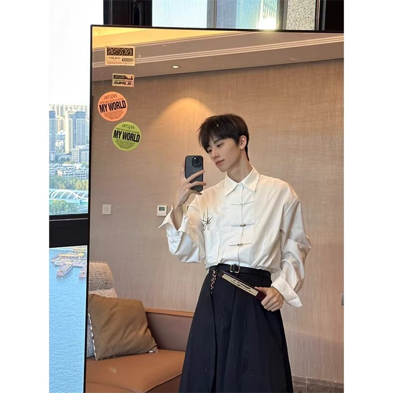 新中式男装风衬衫上衣高级感汉服衬衣汉元素唐装C694-P5,男装衬衫,星座1007（原301D）