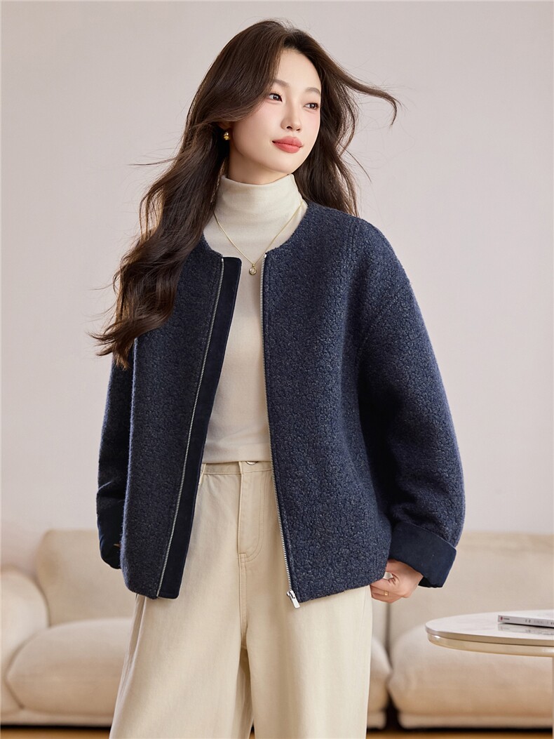 小个子休闲白鹅绒短外套女2025冬季新款时尚百搭羽绒内胆羊毛上衣,女装羽绒服,辉之琳