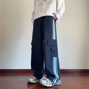秋季新款INS潮流条纹设计大口袋宽松工装裤B315-K24268-特p40控78图片