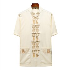 夏季唐装男士套装风中青年中式刺绣外套复古潮流汉服2023新款，男装民族服装，电商B212（原钱塘6029）