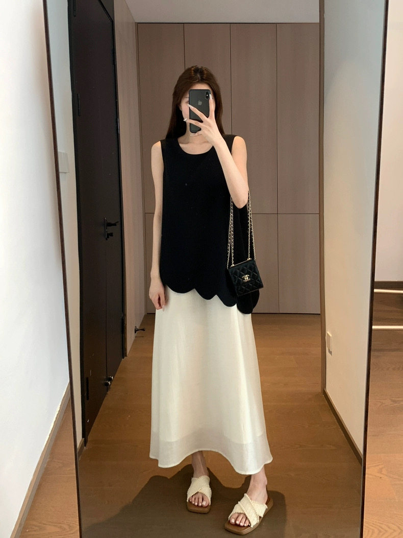 2025假两件拼接设计感连衣裙高级感休闲长款连衣裙,女装连衣裙,湘姗