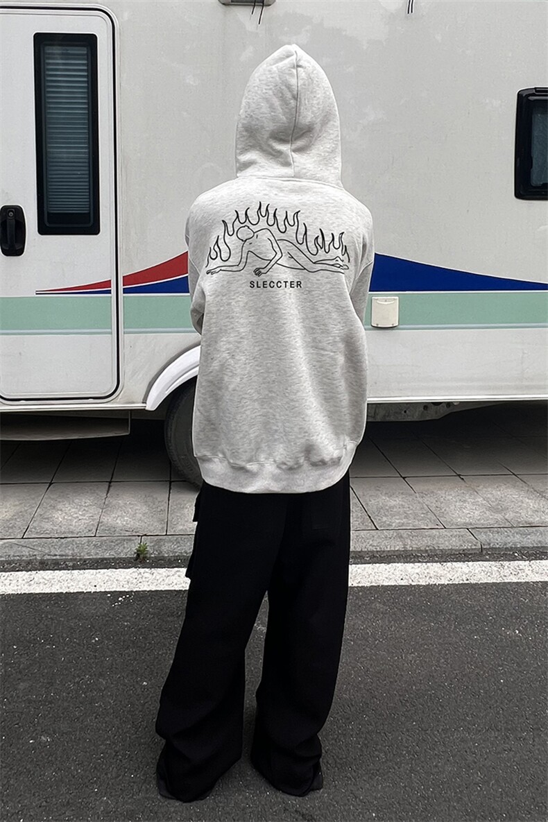 秋冬潮流宽松上衣男士连帽卫衣D328-WY23040-薄款P55厚款P65,男装卫衣,电商D328