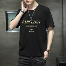 夏季新款2026男士字母印花短袖T恤潮学生班服夏天1210-2-DT33-P10,男装T恤,星座1816-2（原1210–2）
