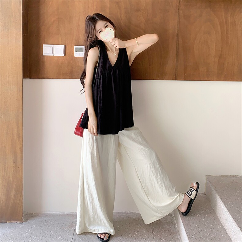 法式复古气质减龄背心阔腿裤女2025夏季新款高级感小众设计感套装，女装套装/套裙，浙宝220A