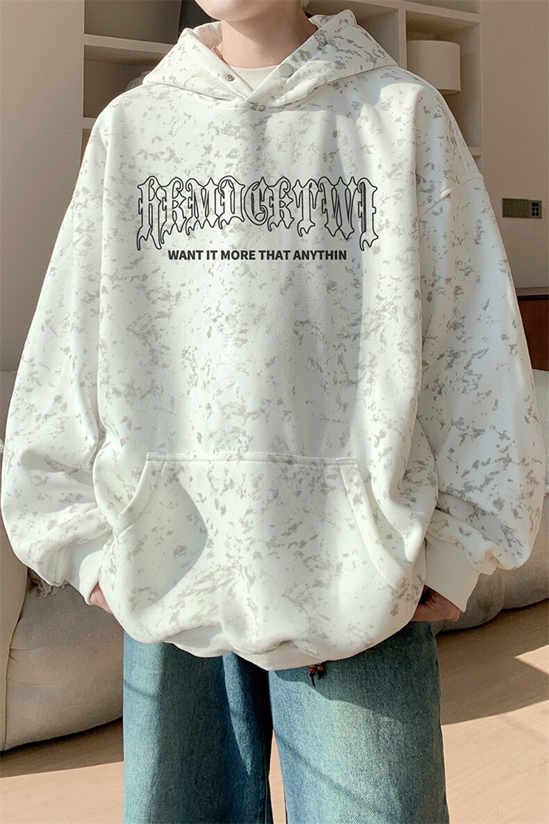 已注册/华棉春秋内景重磅扎染宽松连帽卫衣男WY00732/P45加绒P50,男装卫衣,电商B316