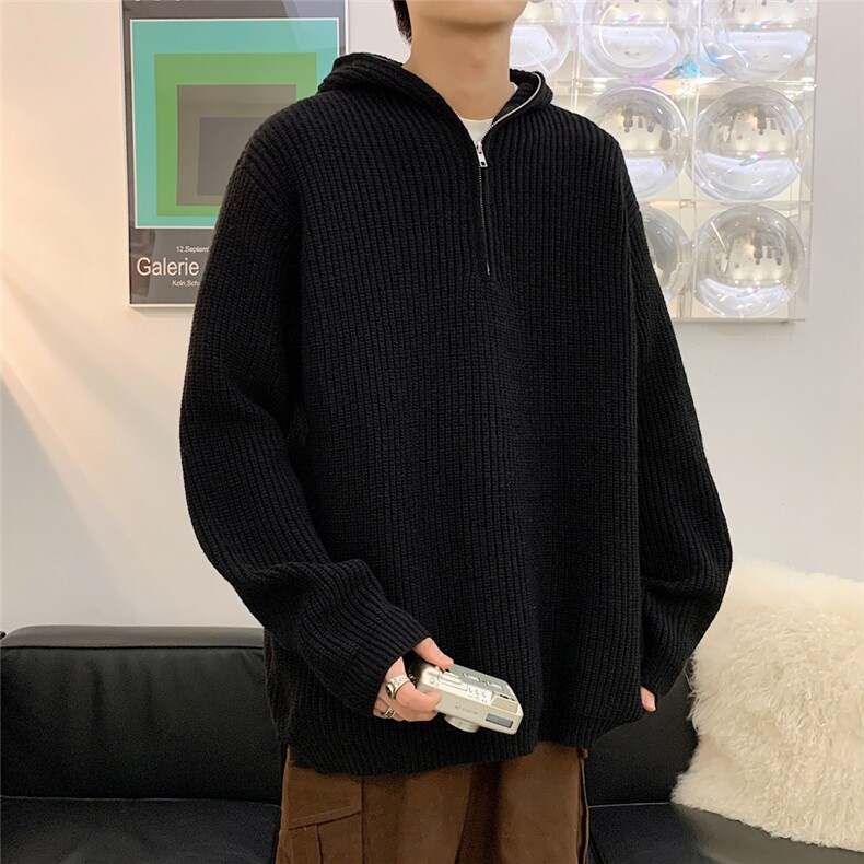 美式半拉链连帽毛衣男秋冬慵懒风针织衫oversize外套潮BY315-p58,男装针织衫/毛衣,星座1008