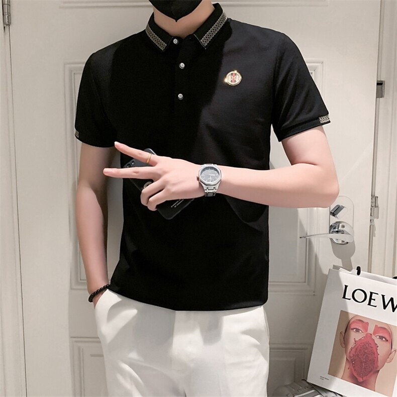 现货3038-P40夏季新款衫男短袖休闲半袖翻领T恤男装修身商务,男装T恤,电商D310B-1