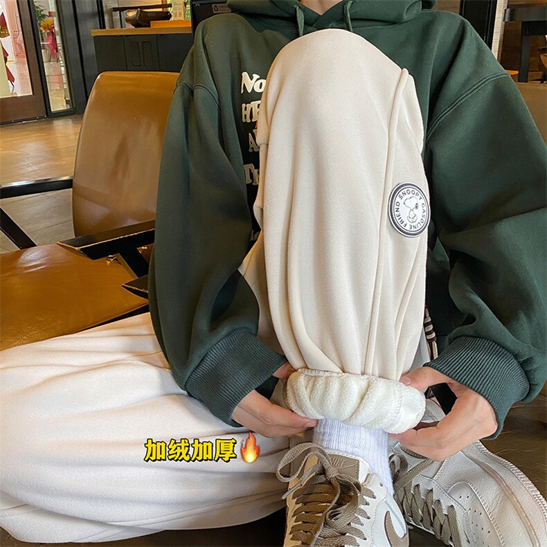 加绒加厚休闲运动卫裤男美式针织束脚裤子715-6-BX04P55（控78）图片