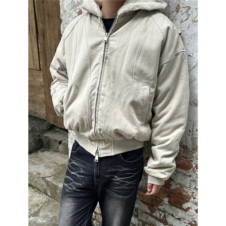 秋冬座山雕连帽加绒加厚短款外套男cleanfit帆布棉衣袄服夹克春季,男装夹克,星座506A