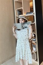 大货夏季新款荷叶边波点连衣裙面料好F1510-Q03，女装连衣裙，浙宝168