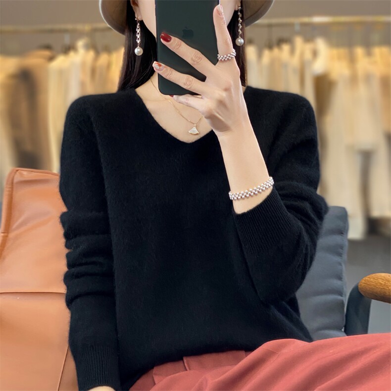 秋冬新款羊毛衫女堆堆高领卷边宽松亮丝毛衣针织羊绒打底衫,针织衫/毛衣,大美人高端店
