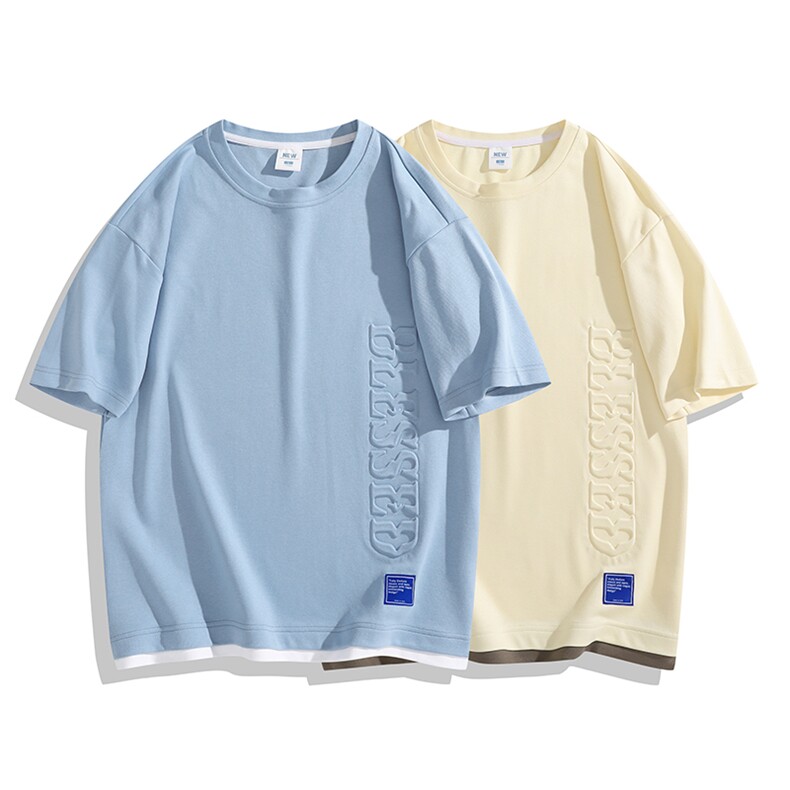 冰氧仿棉短袖日系白底夏季休闲百搭刺绣纯色男上衣TC3148-P24控48,男装T恤,星座717